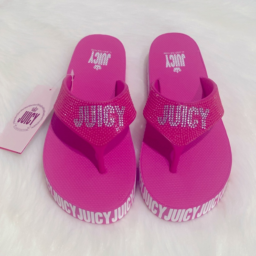 Juicy Couture Rhinestone Flip Flop New Excellent Condition - Picture 4 of 8